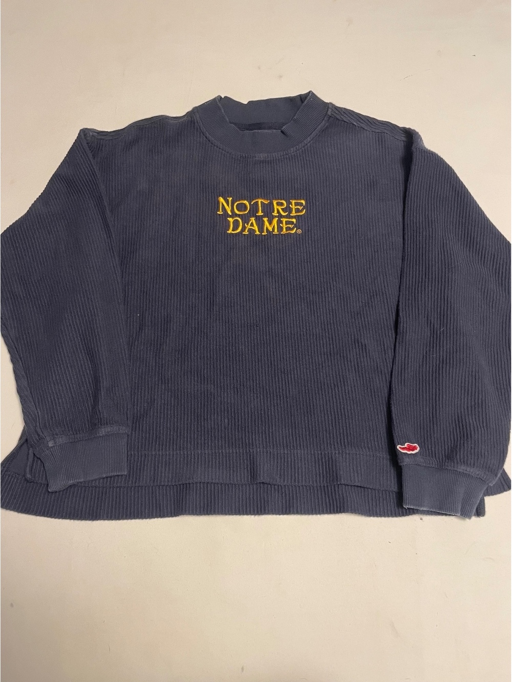 League Unwind Notre Dame Navy Blue Corduroy Sweatshirt Medium